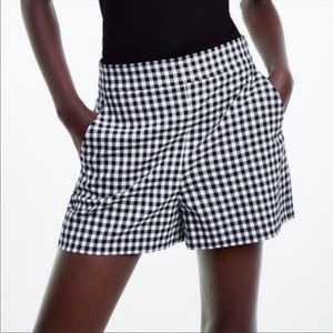 Zara Black & White Gingham Plaid Shorts Size Xlarge